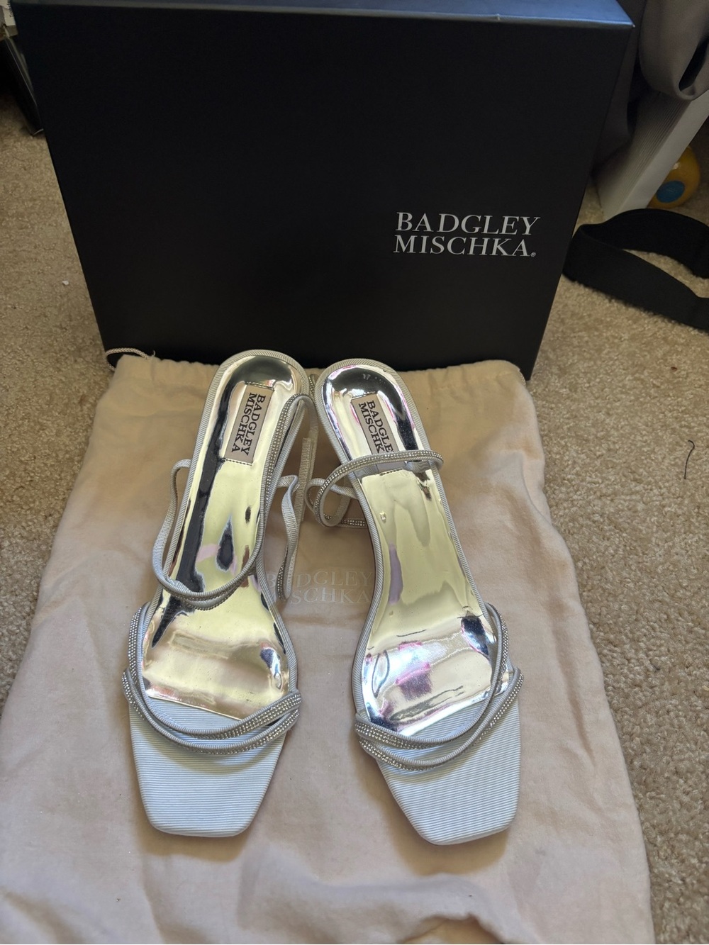 Badgley Mischka Silver Ultra Kitten Heels